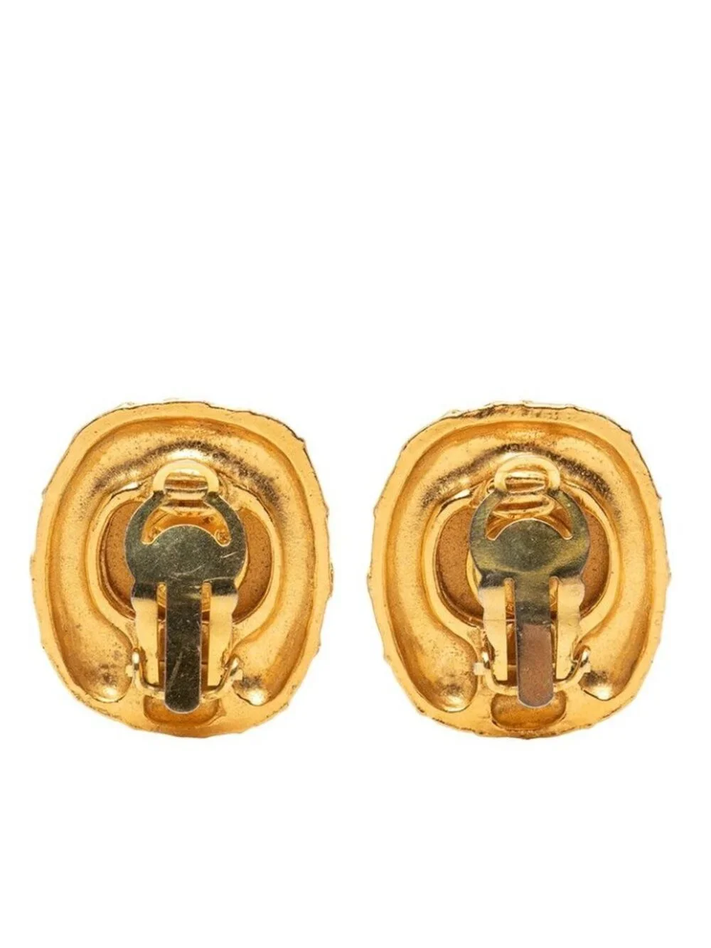 Chanel Quilted Earrings Gold Plated